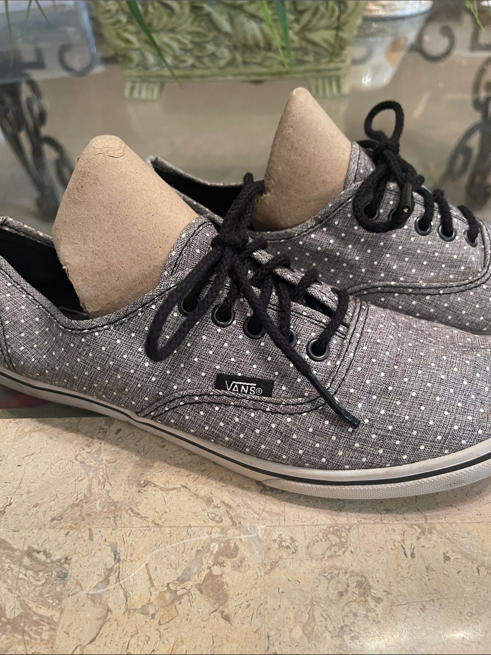 Vans Gray Canvas Polka Dot Low-Top Sneakers